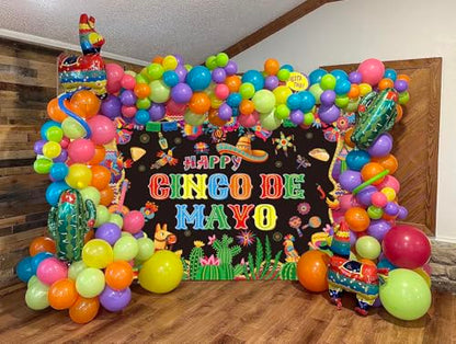 Cinco De Mayo Banner Backdrop 8x6FT Mexican Fiesta Photography Background Mexican Theme Party Decorations Supplies Photo Props - size: 8x6FT：96'x72'