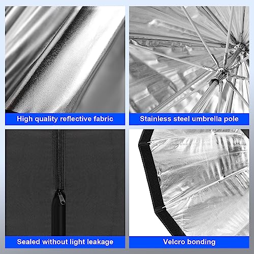 Godox 31.5" / 80cm Octagon Reflective Umbrella Soft Box Silver with Carrying Bag Portable Octagon Flash Umbrella Softbox Reflector Octabox for Studio Photography Flash Speed Light - size: 31.5" / 80cm