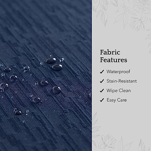 Elrene Home Fashions Continental Solid Texture Water and Stain Resistant Fabric Dining Napkins, Set of 4, 17"x17", Navy - color: Navy, size: 17" x 17" (Set of 4)