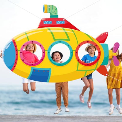 Summer Photo Booths Ocean Submarine Photo Props Back to School Decorations Under The Sea Selfie Frame Large Fabric Banner Backdrop for Boys Girls Face Photo Props School Classroom Decor Supply 70 x 44