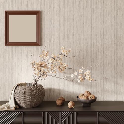 CRE8TIVE Wide 24"x118" Cream White Grasscloth Wallpaper Textured Wallpaper Stick and Peel Fabric Linen Contact Paper for Walls Removable Self Adhesive Faux Grass Cloth Wall Paper for Bathroom Bedroom - color: Cream White, size: 24" x 118"