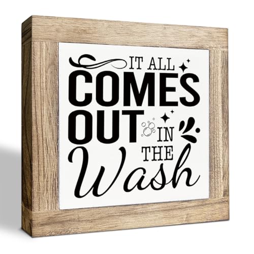It All Comes Out in the Wash Sign, Laundry Room Decor Sign, Laundry Art for Home Decors, Country Music Lyrics Decor for Washing Room, Farmhouse Shelves Counter Decoration - color: Color02