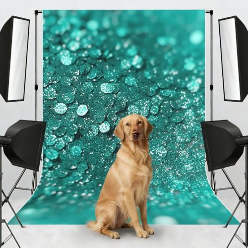 Turquoise Glitter Backdrop Background for Photography 5x7ft Photobooth Professional Photo Backdrop Curtains Video Photography Studio Photo Backgrounds Banner Booth Background Screen Parties - color: Turquoise Glitter
