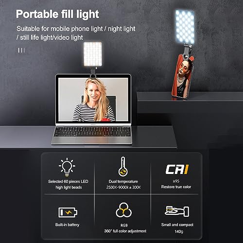 Mini LED Video Light, LED Light Two Color Dimmable 78 LED Beads 24 FX Lighting Effects Video Light for Photography, Live Streaming, Selfies, Video Production (with LCD
