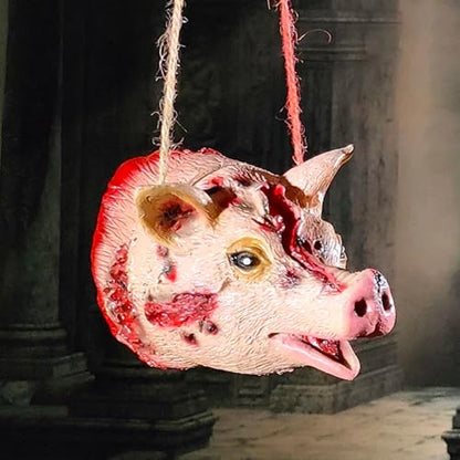 Hosfairy Halloween Pig Head Pendant - Hanging Decoration for Outdoor Indoor Haunted House Party Props
