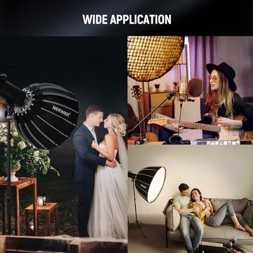 NEEWER Basics Parabolic Softbox Kit, 21.7" Quick Release Bowens Mount Soft Box Light Diffuser Compatible with Godox Compatible with Aputure 600d Studio Photography Video Recording Lighting, NS36P - style: 21.7"/55cm Parabolic