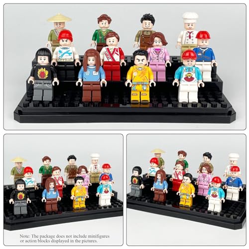 Acrylic Minifigure Display Case Stackable Action Figures Blocks Display Box, Clear Dustproof Display Case Box for Lego Lovers - color: Black, size: Medium 2 Pack