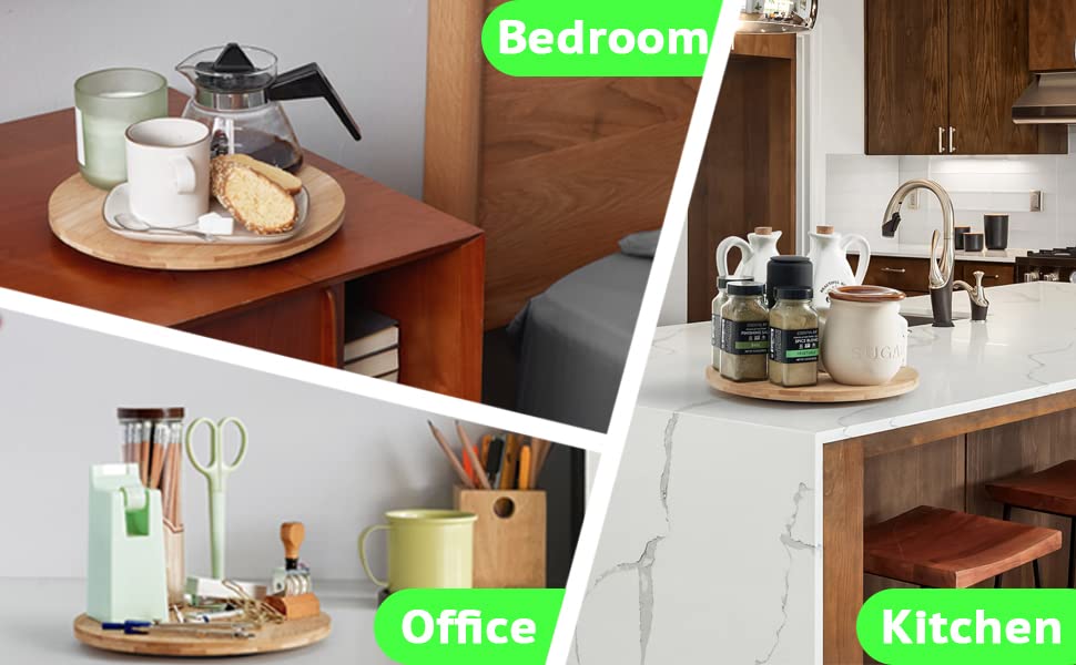10 Inch Bamboo Lazy Susan Organizer Turntable for Kitchen Cabinet Table Refrigerator Lazy Susans Spice Rack for Pantry Countertop Organization - size: 10"-bamboo