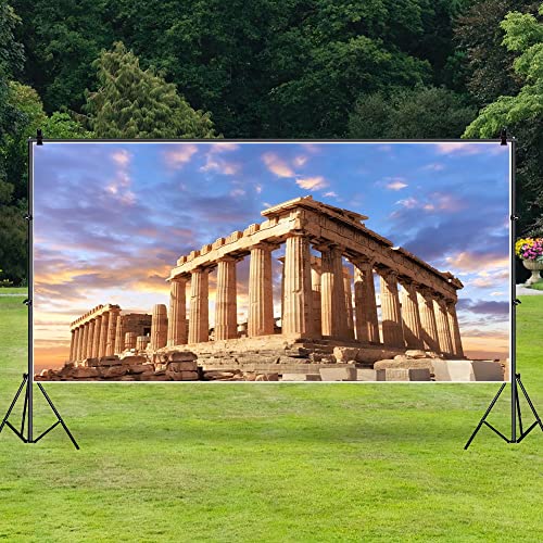 AOFOTO 15x8ft Acropolis of Athens Backdrop Parthenon Temple Photography Background Ancient Column Stone Pillar Greek Trip Photo Studio Props Artistic Portrait Greece History Building Video Drop - size: 15x8ft