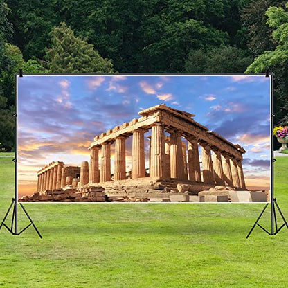AOFOTO 15x8ft Acropolis of Athens Backdrop Parthenon Temple Photography Background Ancient Column Stone Pillar Greek Trip Photo Studio Props Artistic Portrait Greece History Building Video Drop - size: 15x8ft