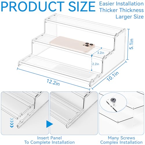 Yieach 3 Tier Acrylic Sands for Display,12 Inch Perfume Organizer,Cologne Stand,Cupcake Display and Funko Pop Stands,Clear Tiered Tray Stand,Acrylic Riser for Figure,Collectibles,Makeup or Spice Shelf