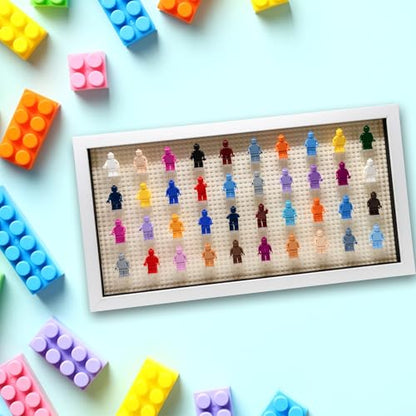 Figurine Display Case 10x20.125 White Shadow Box for Miniature Figures 10x20.125 White Wood Shadow Box with White Base to Display Up to 56 Block Figures - color: White With White Blacking, size: 10x20.125