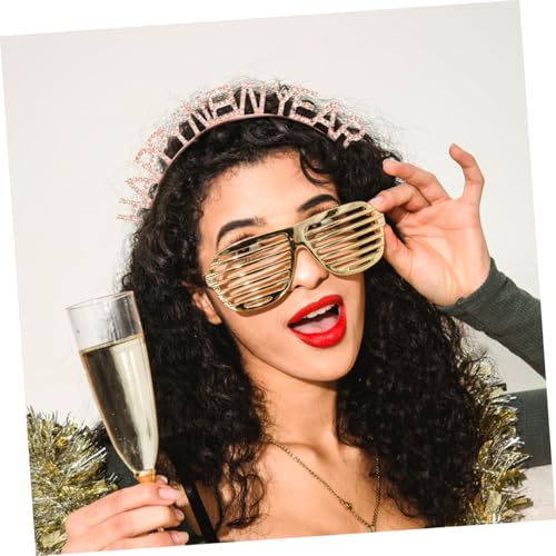 New Year Headbands 2pcs Glitter Party Hair Accessories with Rhinestones, Silver and Rose Gold Colors, Women’s Spring Festival Photo Booth Props