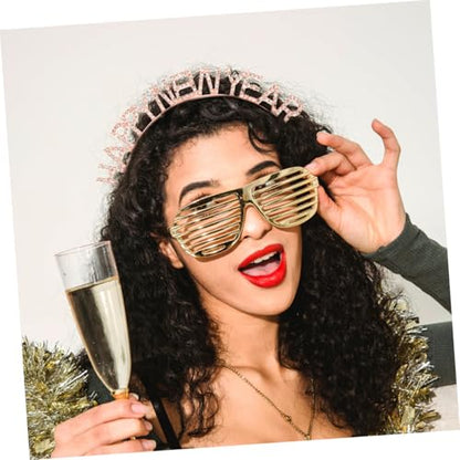 New Year Headbands 2pcs Glitter Party Hair Accessories with Rhinestones, Silver and Rose Gold Colors, Women’s Spring Festival Photo Booth Props