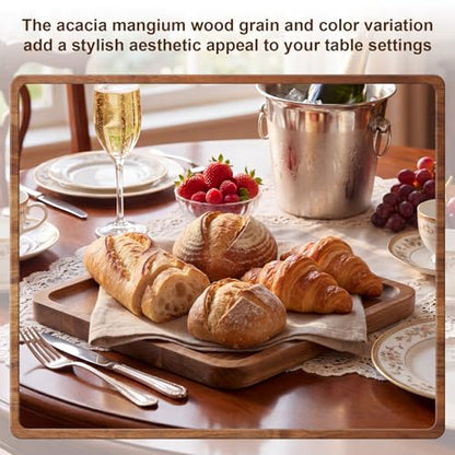 Wenqik 18 Pieces Acacia Wood Tray Set 8 x 8 Inch Acacia Oval Wood Tray Platters Plates Set for Fruit Cheese Dessert Appetizer Vegetable Charcuterie BBQ Party Weddings Supply - size: 8 x 8 Inch