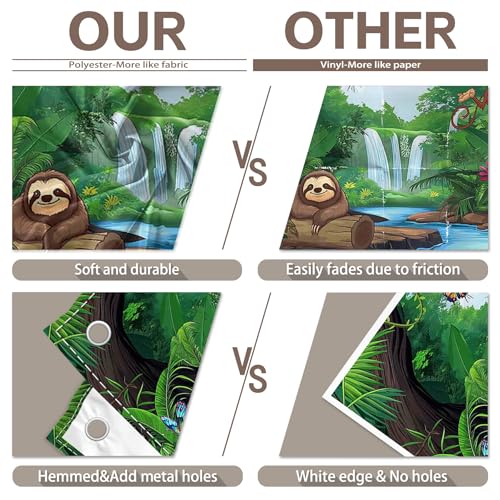 8x6ft Fabric Jungle Forest Backdrop Tropical Rainforest Safari Animal Background Adventure Party Decorations Kids Summer Event Photo Banner Props - size: 8'x6'