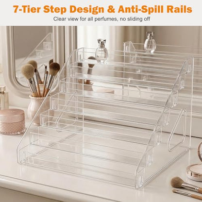 Clear Acrylic 7-Tier Perfume Display Stand, Perfume Organizer Stand Storage Tray for Makeup Organization