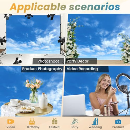 5x7ft Photography Backdrop Summer Blue Sky White Cloud White Beautiful Clear Cloudy Sunlight Calm Photo Backdrop Photography Background for Photoshoot Portrait Video Party Photo Studio Prop Booth - color: Color6