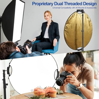 WELLMAKING 32 Inch (80cm) Reflector Photography, Collapsible Light Reflector with Bag & tilt Adapter, 5 in 1 Handle Reflector for Studio & Outdoor Lighting -Translucent, Silver, Gold, White and Black - size: 32 Inch (80cm)