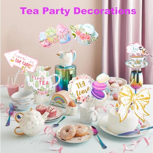 Mity rain 14 Pcs Tea Party Decorations, Alice in Wonderland Party Decorations Party Photo Booth Props Party Decor Supplies for Tea/Birthday/Shower/Holiday Parties - style: Photo Booth