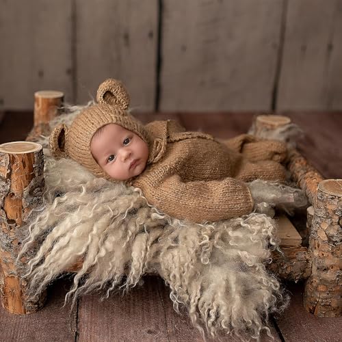 BLUETOP Cute Newborn Photography Outfits Boys Girls Baby Costume Set - style: 02 Brown Teddy Bear