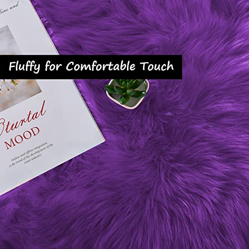 Goolela Fluffy Rug Runners 2x6 Purple Faux Sheepskin Fur Rug Washable Fuzzy Shag Rug for Living Room Bedroom Chair Couch Cover Rectangle - color: Purple, size: 2' x 6' (Rectangular)