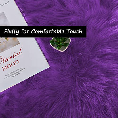 Goolela Fluffy Rug Runners 2x6 Purple Faux Sheepskin Fur Rug Washable Fuzzy Shag Rug for Living Room Bedroom Chair Couch Cover Rectangle - color: Purple, size: 2' x 6' (Rectangular)