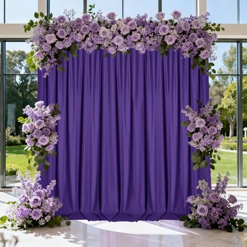 Sugargirl Wrinkle Free Purple Backdrop Curtains Polyester Photo Backdrop Drapes Curtains with Rod Pockets for Party Birthday Wedding Photography Home Decoration(5x7FT, 2 Panels) - color: Purple, size: W5' x H7' (2 panels)