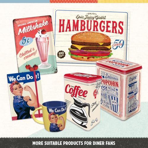 Nostalgic-Art Retro tin sign, 7.9" x 11.8", USA Diner Delicious Burger – Gift idea for diner fans, made of metal, vintage design