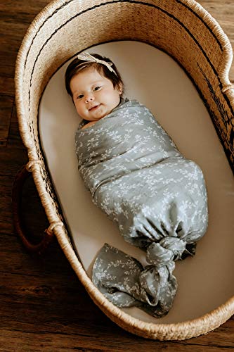 Mini Wander Swaddles for Newborns Muslin Swaddle Blankets - Breathable Soft Receiving Blanket Baby Essentials | 47 x 47 Cotton - Bloom (Blue) - color: Bloom (Blue)