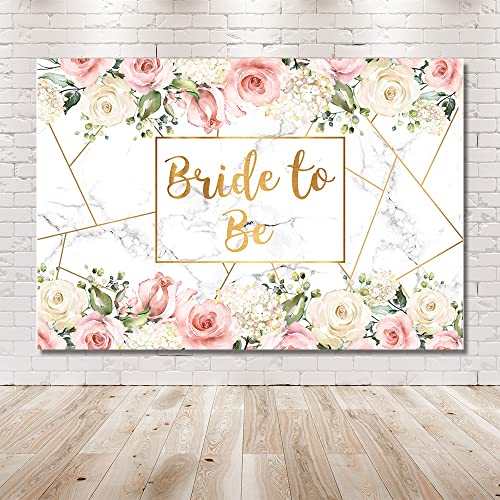 MEHOFOND Bride to Be Marble Backdrop Bridal Shower Miss to Mrs Wedding Party Supplies White Blush Pink Floral Photobooth Girls Bachelorette Engagement Photography Background Banner 7x5ft - size: 7x5ft