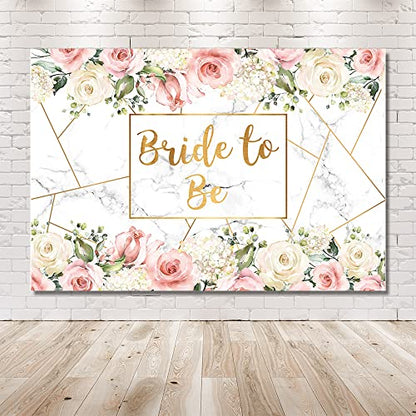 MEHOFOND Bride to Be Marble Backdrop Bridal Shower Miss to Mrs Wedding Party Supplies White Blush Pink Floral Photobooth Girls Bachelorette Engagement Photography Background Banner 7x5ft - size: 7x5ft
