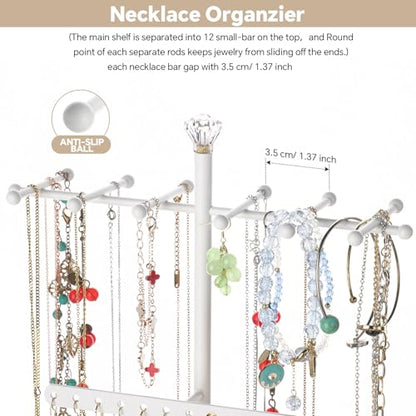 Meangood Jewelry Organizer Stand, 15.6" H Jewelry Tree Display Holder Stand for Bracelets Necklaces Earrings Rings, Gift for Women Girls (White) - color: White