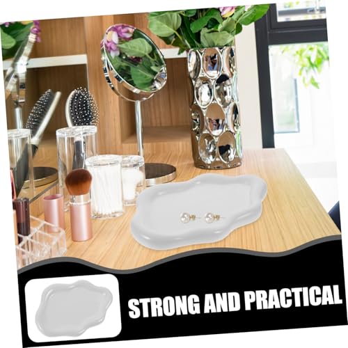 NUOBESTY Ceramic Jewelry Dish Cloud Shape Decorative Trinket Tray Ring Holder Smooth Edges Compact Organizer for Vanity Desk Photography Prop White with Speckled Design