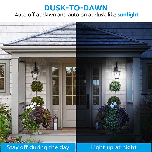 TORCHSTAR Dusk to Dawn Light Bulbs Outdoor, Sensor A19 LED Light Bulb, Auto on/Off Photocell Automatic for Outdoor Lighting, UL FCC DOE, 5000K, Pack of 4 - color: Daylight (5000k)