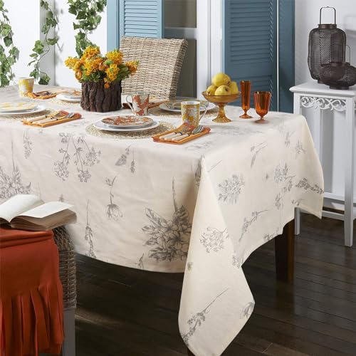 ColorBird Fern Print Cotton Linen Tablecloth Rustic Garden Natural Botanical Decorative Table Cover for Kitchen Dining Spring Summer Picnic Indoor Outdoor Use (Rectangle/Oblong, 55 x 70 Inch, Linen) - size: 70" x 55" (Rectangular)