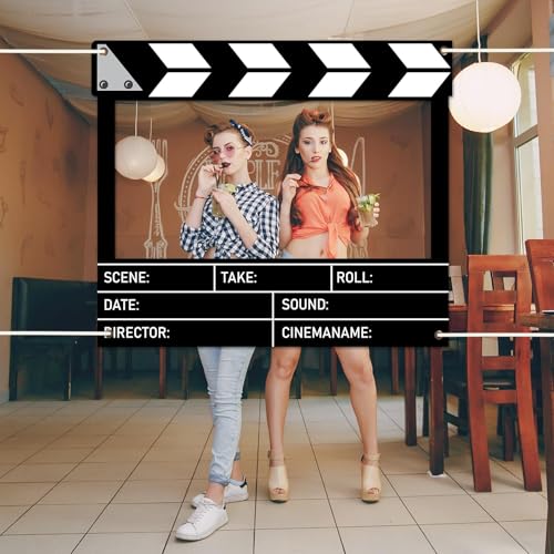 Fabric Movie Night Large Photo Booth Props 39 x 59 Inch Movie Theater Picture Selfie Frame Cinema Photo Frame Background Banner Backdrop for Family Holiday Birthday Baby Shower Party Supplies