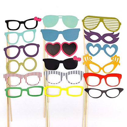 Tinksky Photo Booth Props 60 piece DIY Kit for Wedding Party Reunions Birthdays Photobooth Dress-up Accessories & Party Favors, Costumes with Mustache on a stick, Hats, Glasses, Mouth, Bowler, Bowties