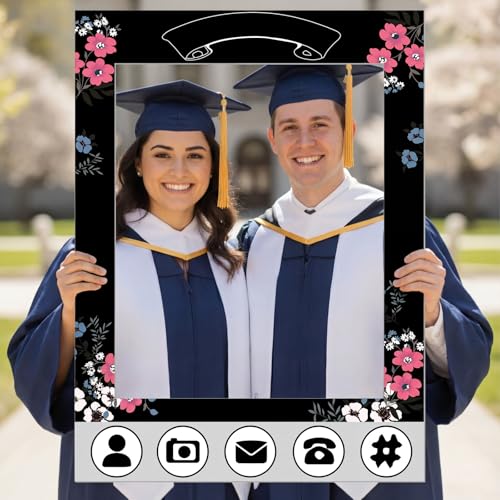 BreezeHug 32 x 24 Inch Social Media Photo Booth Selfie Frame DIY PVC Cutouts Photo Booth Props Frame for Background Photography Birthday Wedding Graduation Anniversary Party Decoration