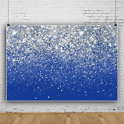 Blue and Sliver Glitter Backdrop Silver Flash Against a Blue Background Wedding Dance Graduation Photography Background Happy New Year Banner Studio Shoot Prop 6x4ft (180x120cm) - color: Blue and Sliver, size: 6x4ft (180x120cm)
