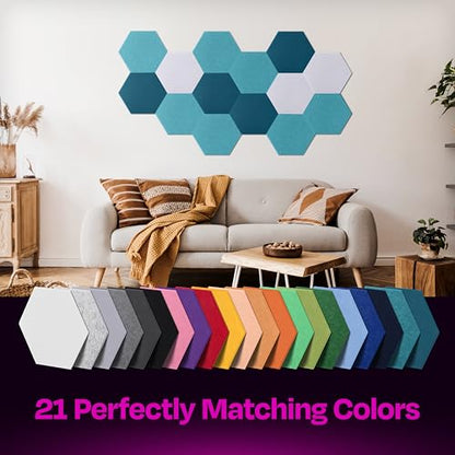 Acoustic Panels 12-Pack Soundproof Wall Panels 12"X10.4"X0.4" Sound Panels High Density Sound Dampening Panels - [Light Turquoise Hexagon] - color: Light Turquoise, size: Medium Hexagon 12 Pack