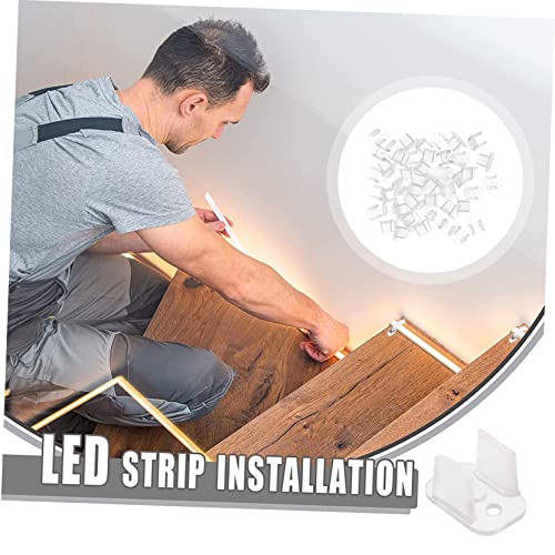 Hemobllo 100pcs Led Strip Light Clips Led Bracket for Easy Installation Fixing Clips for Rope Lights Wall and Cabinet Background Accessories Spacing
