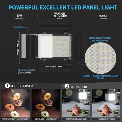 GVM RGB LED Video Light with Bluetooth Control, 880RS 60W Photography Lighting kit Dimmable LED Panel with LCD Screen, 3 Packs Studio Light for YouTube, Streaming, Gaming, 8 Applicable Scenes, CRI97 - size: 3 Packs Without Softbox