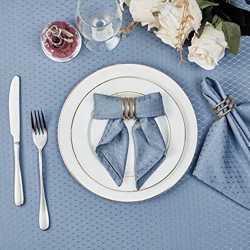 Cloth Napkins Set of 8 – Square 17x17 Inch Jacquard Fabric Polyester Washable Reusable Cloth Napkins for Kitchen Dinner Dining Restaurants Wedding Party Banquet Table (Light Blue) - color: Light Blue