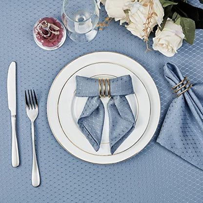 Cloth Napkins Set of 8 – Square 17x17 Inch Jacquard Fabric Polyester Washable Reusable Cloth Napkins for Kitchen Dinner Dining Restaurants Wedding Party Banquet Table (Light Blue) - color: Light Blue