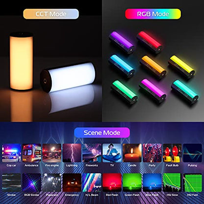 ULANZI 2 Pack Handheld Light Wand, 360° RGB LED Video Light for Photography, 2000mAh Rechargeable Light Stick for Video Shooting, 2500-9000K Dimmable Camera Light w LCD, Support Magnetic Attraction - size: 2 Pieces - Mini