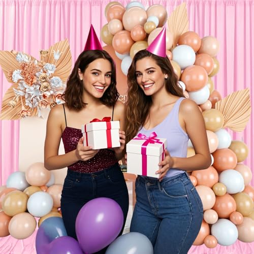 10ft x 10ft Rose Pink Backdrop Curtains for Parties, Fabric Satin Background Curtain with Rod Pockets for Weddings, Birthday, Baby Shower, Photography, Graduation Party Backdrop Drapes, 2 Panels - color: Rose Pink