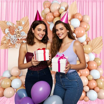 10ft x 10ft Rose Pink Backdrop Curtains for Parties, Fabric Satin Background Curtain with Rod Pockets for Weddings, Birthday, Baby Shower, Photography, Graduation Party Backdrop Drapes, 2 Panels - color: Rose Pink