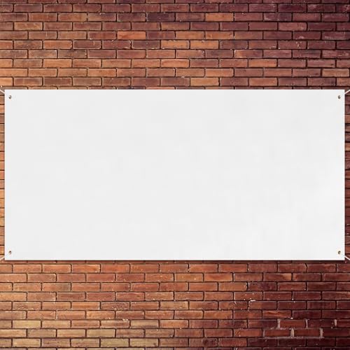 Zonon Large Blank Banners And Signs Polyester Oxford Cloth Sublimation Banner To Decorate With Hanging Rope For Indoor Wall Outdoor Easy to Hang DIY Signs For Business Office(White,4 x 6 Feet) - color: White, size: 4 X 6 Feet