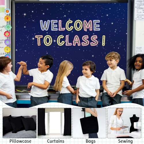 120x47 in Bulletin Board Fabric Background Back to School Classroom Decoration Large Polyester Photography Backdrop for Class Home Office Wall Decor Pillows Curtains Crafts Starry - style: Blue Night Sky